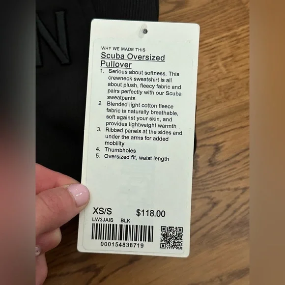 NWT Lululemon🍋 Black Scuba Oversized Pullover Wordmark Size XS/S - Picture 13 of 16